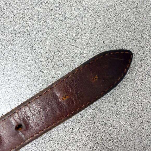 REI Beaded Leather Belt 30 Brown Colorful Stitched Western Southwest *No Buckle - Picture 2 of 11